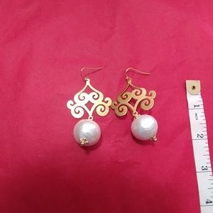 Gold and pearl bauble earrings